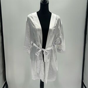 NWT White satin like rhinestone robe “ bride” size small David’s Bridal